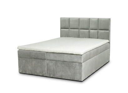 Graues Boxspringbett 140 × 200 mit Stoffbezug Bett mit Matratze und Stauraum