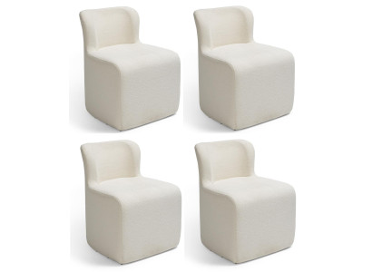 Stuhl-Set Modernes Design Weiss Textil Weich Komfortabel Elegant
