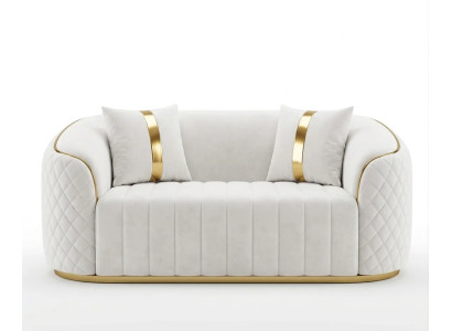 Weißer Bequemer Zweisitzer Textilsofas Designer Couchen 2-Sitzer