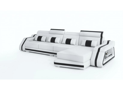 Modern Ecksofa L-Form Weiß LED Sofa Set Couch Elegant Design Exklusiv *