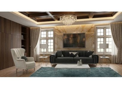 Gemütliche Polstergarnitur Stilvolles Couch Set 3-Sitzer Relaxsessel