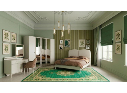 Schlafzimmer-Set Schrank Bett Kopfteil Kommode Modern Beige Bequem