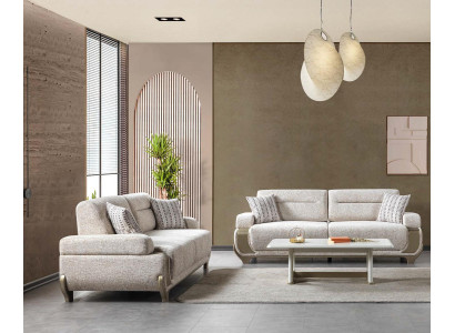 Sofa Couchtisch weiß modern neu rechteckig weich Stoff Wohnzimmer