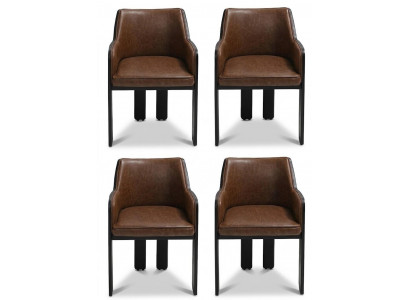 Stuhl Set Design Braun Kunstleder Schwarz Komfort Stabil Stilvo