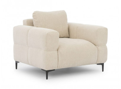 Beiger weicher Sessel Stoffsessel mit Kissen Wohnzimmermöbel modern