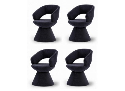 Stuhl Set Design Schwarz Stoff Velours Skulptural Rund Komfort Modern