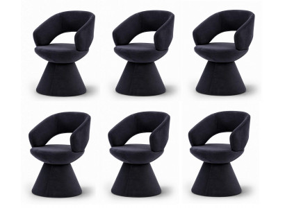 Stühle Gruppe Design Schwarz Stoff Velours Skulptural Rund Elegant