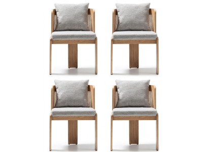 Stühle Design Weiss Stoff Holz Modern Zeitlos Skandinavisch Elegant