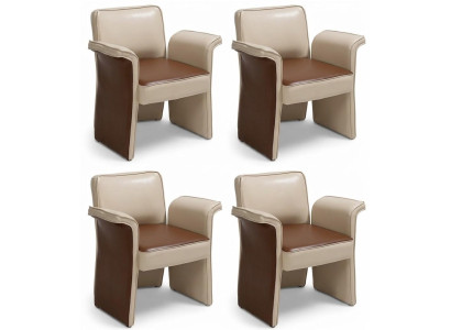 Stühle Design Beige Braun Kunstleder Modern Zeitlos Komfort Stilvoll