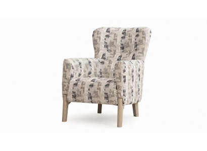 Sessel Modern Beige Muster Holz Einzelsessel Design Stuhl Mehrfarbig
