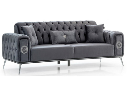 3-Sitzer Sofa Chesterfield Schwarz Luxuriöse Bequem Schick Praktisch