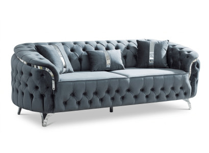Zeitloser Chesterfield Grauer 3-Sitzer Exklusives Polstersofa 3-er