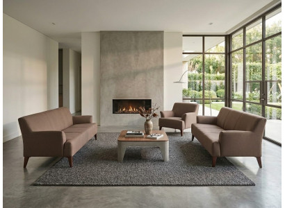 Modern 2x 3-Sitzer Sofa Sessel braun elegant funktional ergonomisch