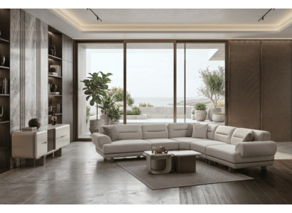 Wohnzimmergarnitur graues Ecksofa L-Form Couchtisch TV-Möbel Moderner Stil