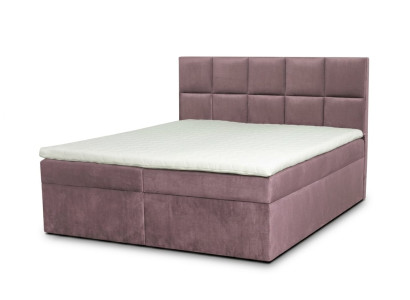 Großes rosa Boxspringbett 200 × 200 Bett mit Matratze Stauraum und Topper
