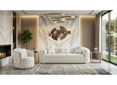 Edle Chesterfield Sofagarnitur Klappbarer 3-Sitzer Relaxsessel 2tlg