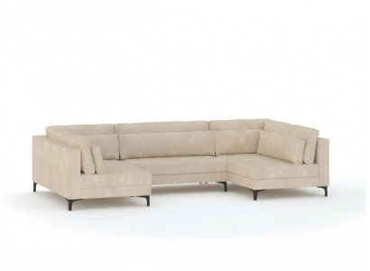 Beiges weiches Ecksofa in U-Form Stoffsofa Hochwertige Sofas Wohnzimmer