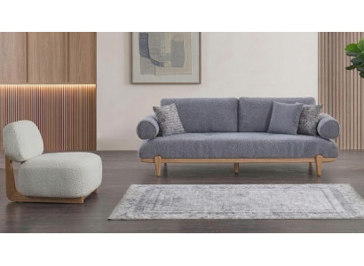 Sofa Set Sofa Sessel weich bequem schön modern weiß blau