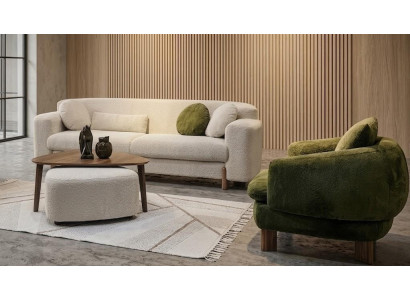 Sofa Set Sofa Sessel weich bequem schön modern weiß grün