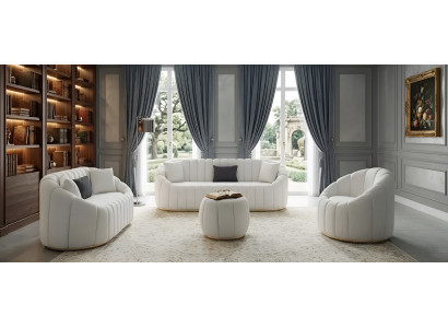 Weißes Wohnzimmer Set Polstergarnitur Designer 3-Sitzer Loungesessel