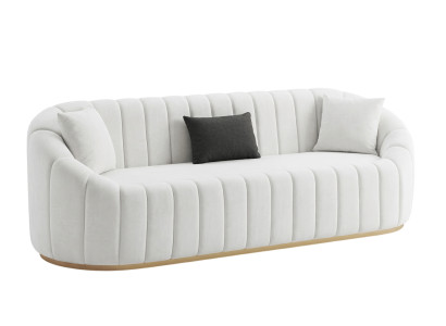 Weißes 3-Sitzer Stoffsofa Moderne Wohnzimmer Textilcouch 3-er