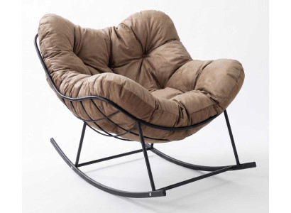 Schaukelstuhl gepolstert Metallrahmen modernes Design bequem braun
