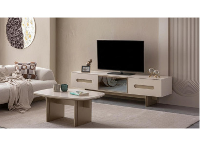 Wohnzimmer Set TV-Lowboard Couchtisch Modern Beige Elegant Ästhetisch