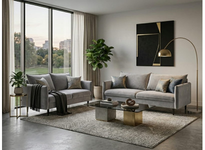 Graues modernes Wohnzimmer-Set 3+2-Sitzer-Sofas hochwertig Polstermöbel