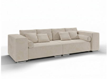 Beiges weiches 5-Sitzer-Sofa großes Stoffsofa Schlafsofa Wohnzimmer