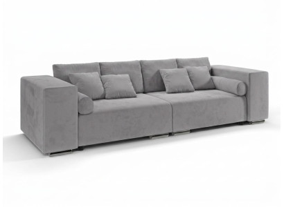 Graues 5-Sitzer-Sofa aus Stoff mit Schlaffunktion großes Schlafsofa Wohnzimmer