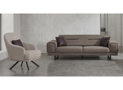 Sofa Set Sofa Sessel weich bequem schön modern grau beige