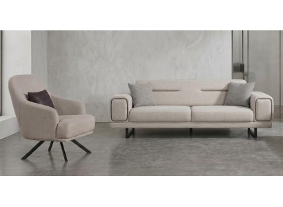 Sofa Set Sofa Sessel weich bequem schön modern beige