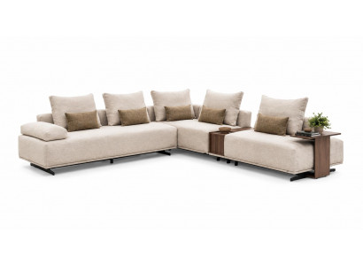 Wohnzimmer Ecksofa im italienischen Design in Beige Polstersofa