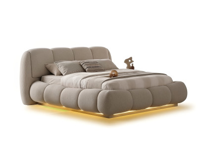 Bett Polsterbett Modern Beige Luxus Design Boucle Doppelbett Soft