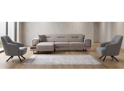 Set Ecksofa Sessel bequem weich geräumig schön beige blau