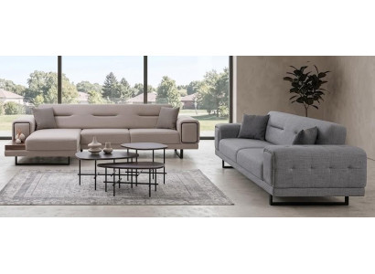 Set Ecksofa bequem weich geräumig schön beige grau