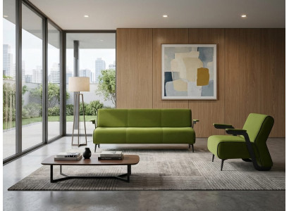 Sofa Sessel modern olivgrün elegant Leder vielseitig Metall