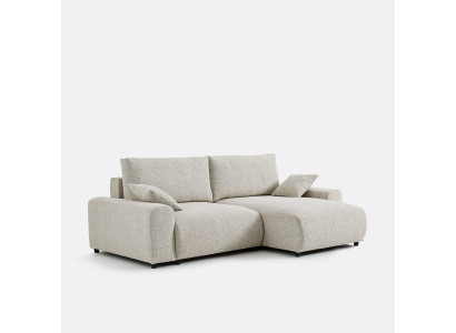 Beiges L-förmiges Ecksofa Schlafsofa Stoffsofa modern Wohnzimmer