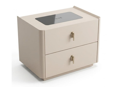 Nachttisch Modern Beige Funktional Kompakt Kabelloses Laden Elegant