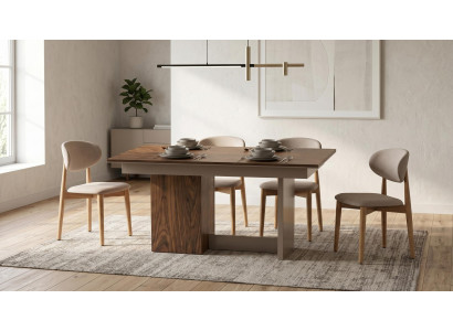Moderner Esstisch Set mit 4 Stühlen Holz Beige Esszimmer statusbezogen
