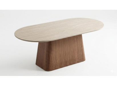 Esstisch Modern Beige Edel Kuechentisch Speisetisch Massivholz Oval