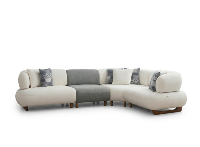 Modulares Ecksofa L-Form Beige Weiß Wohnlandschaft Couch Modern