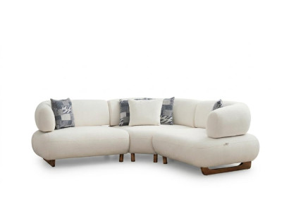 Modulares Ecksofa L-Form Beige Weiß Wohnlandschaft Couch Modern