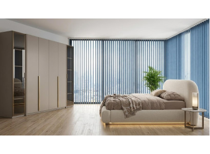 Schlafzimmer Set Bett Schrank Modern Beige Funktional Schlicht Hell