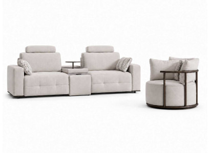 Sofa Set 3+1 Sitzer italienisches Designer weiches Garnitur in Beige