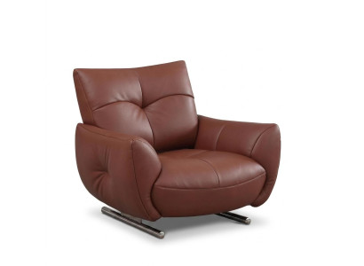 Eleganter brauner Leder Loungesessel Drehbar Metall Design Komfort