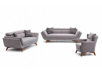 Elegantes Sofa-Set 2+2+1 mit hochwertiger Polsterung und Holzfüßen