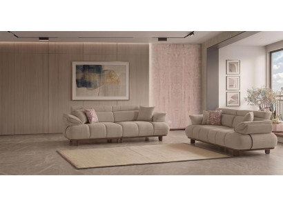 Sofa Set 3 Sitzer Modern Beige Elegant Polstergarnitur Couch Design