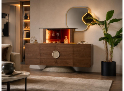 Luxus Sideboard Konsole Walnuss Beleuchtetes Fach