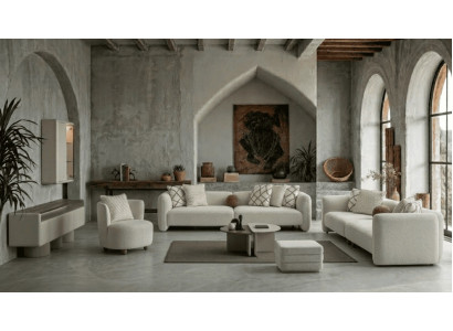 Luxuriöses Wohnzimmer-Set 4-Sitzer-Modulsofa Sessel Couchtisch TV-Möbel schrank